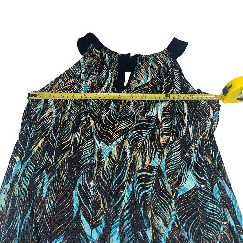 New Directions Teal, Gold & Black Keyhole Tank Top‎ - Size Small - Picture 4 of 7